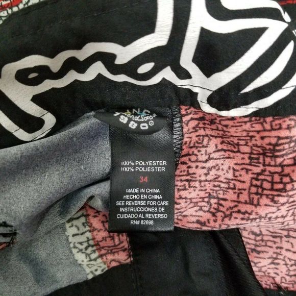 Maui and Sons Mens 34 Red Black Grey Plaid Boardshorts Surf Wake Swim Beach - Picture 5 of 5